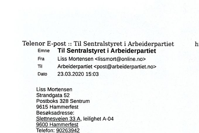 E-post 23.03.2020 skrevet til Arbeiderpartiet om at det trenges en studie av behandling med store doser hydrokortison, C-vitamin og B-vitamin mot COVID-19